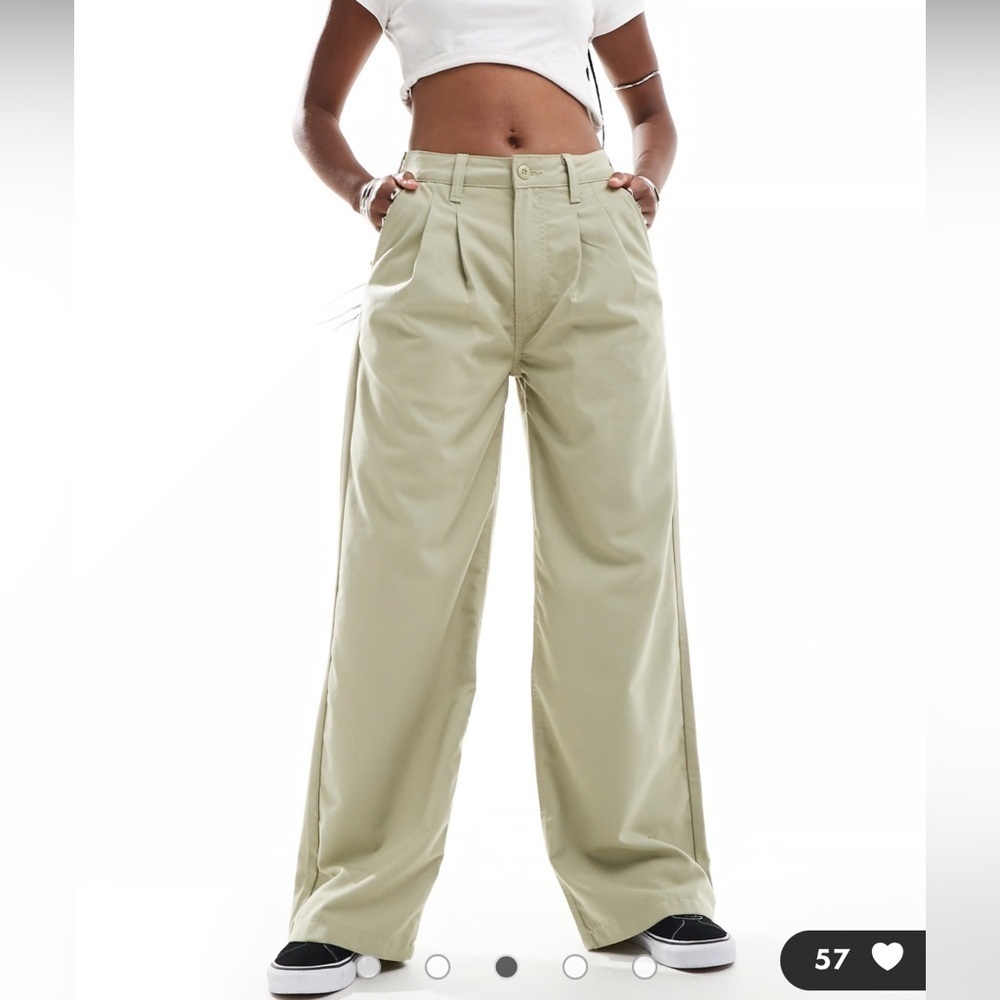 Vans Alder Relaxed Wide Leg High Rise Pleated Pants in tan- NWT size 34